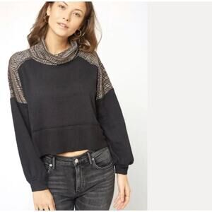 Free People At‎ The Lodge Pullover Top Sweater Top Black Small OB860069
